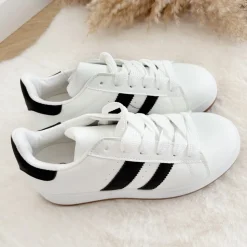 BASKETS BLANCHES BANDES ELVIRE