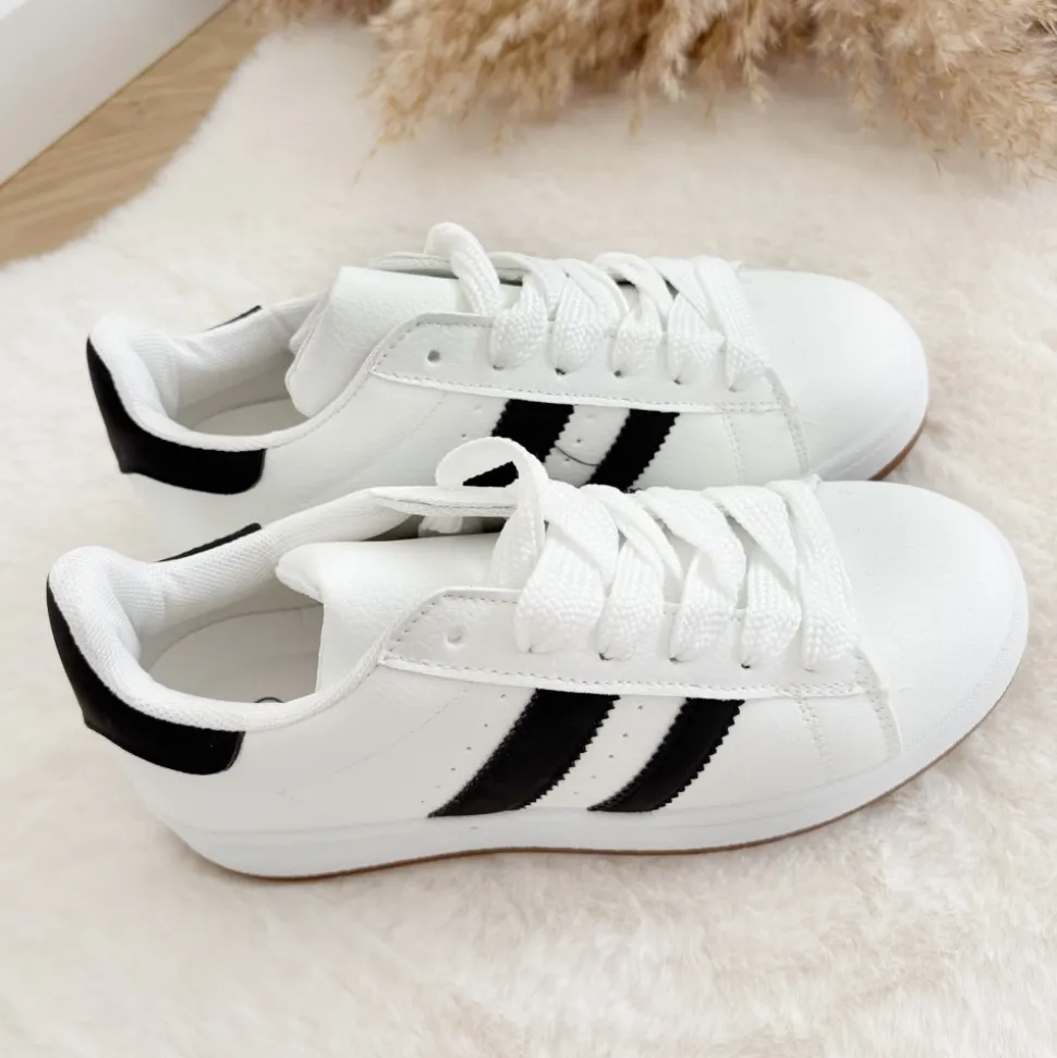 BASKETS BLANCHES BANDES ELVIRE