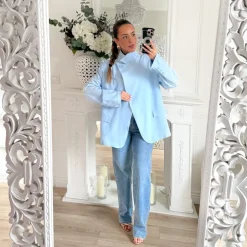 BLAZER ASYMETRIQUE BLEU CIEL