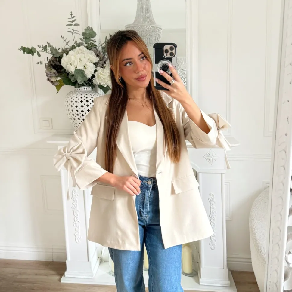 BLAZER BEIGE NOEUDS MANCHES