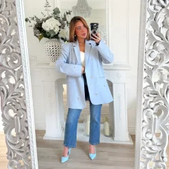 BLAZER BLEU COEURS OVERSIZE