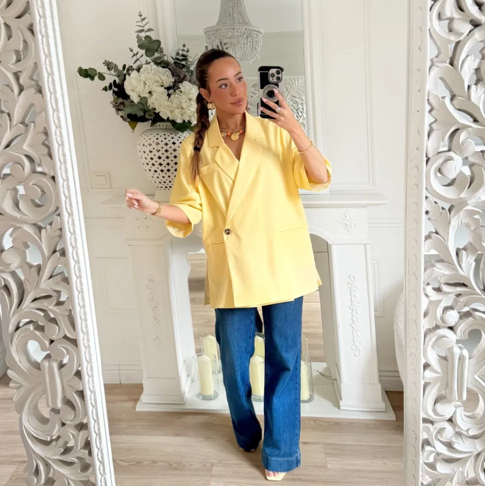 BLAZER JAUNE MANCHES COURTES