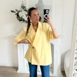 BLAZER JAUNE MANCHES COURTES