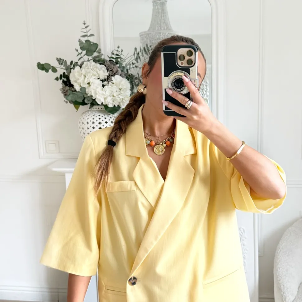 BLAZER JAUNE MANCHES COURTES