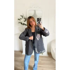 BLAZER NOIR MOTIFS ELINE