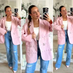 BLAZER OVERSIZE BOUCLES PINK