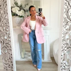 BLAZER OVERSIZE BOUCLES PINK