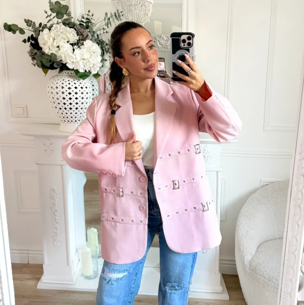 BLAZER OVERSIZE BOUCLES PINK