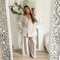 BLAZER OVERSIZE TAUPE CHINÉ ** PREMIUM