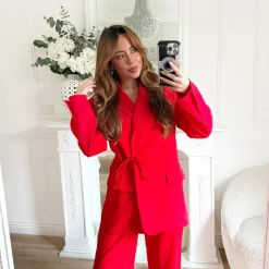 BLAZER ROUGE À NOUER MURIEL