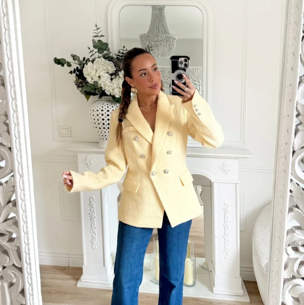 BLAZER TWEED JAUNE INSPIRATION