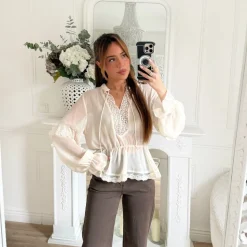 BLOUSE BEIGE DENTELLE