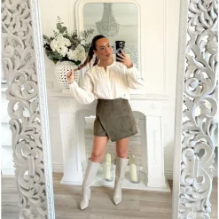 BLOUSE BEIGE MANCHES FLEURIES