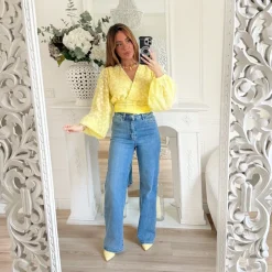 BLOUSE CACHE COEUR JAUNE