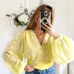 BLOUSE CACHE COEUR JAUNE