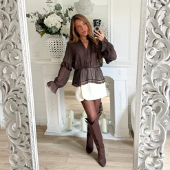 BLOUSE CHOCO DENTELLE EN VOILE