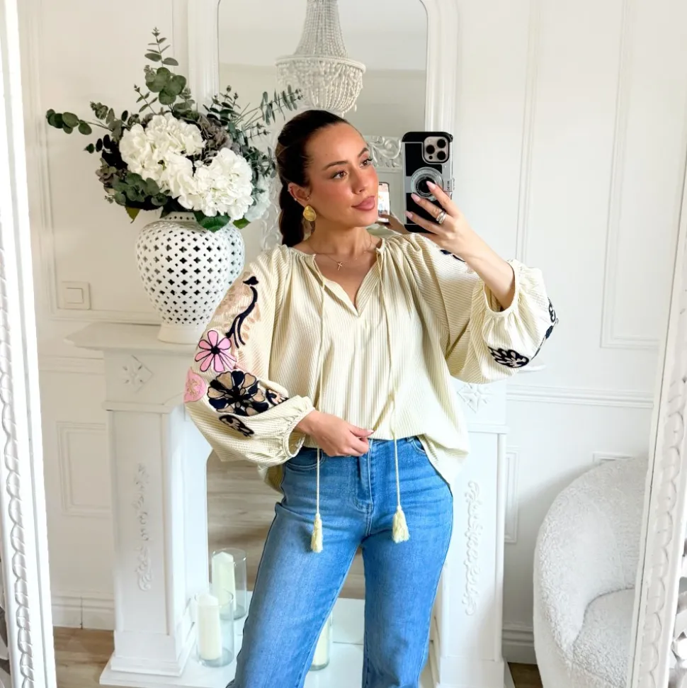 BLOUSE JAUNE BRODERIE