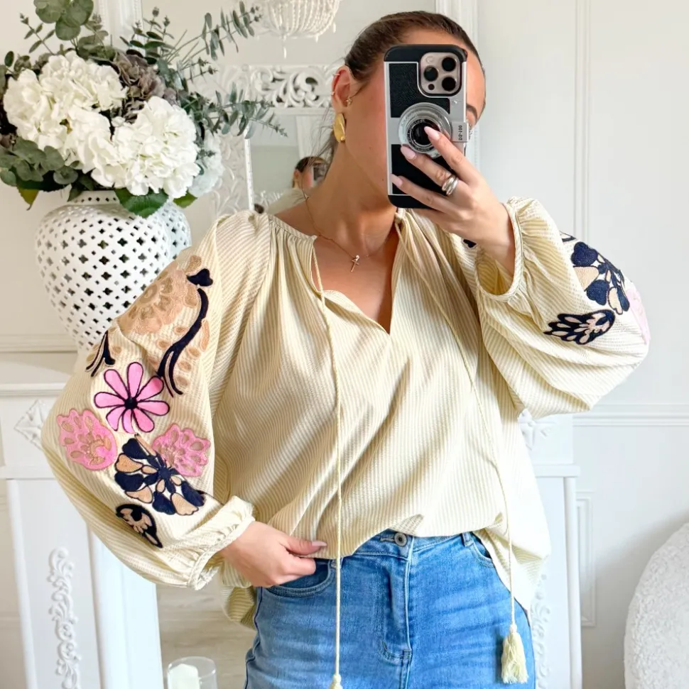 BLOUSE JAUNE BRODERIE