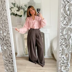 BLOUSE VIEUX ROSE VOLANTS OPHÉLIE