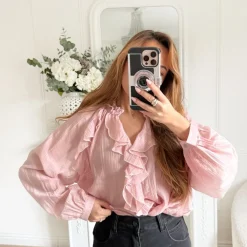 BLOUSE VIEUX ROSE VOLANTS OPHÉLIE