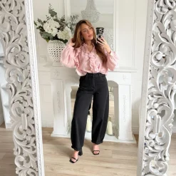 BLOUSE VIEUX ROSE VOLANTS OPHÉLIE