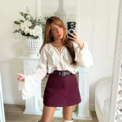 BLOUSE VOLANTS BEIGE MADELEINE