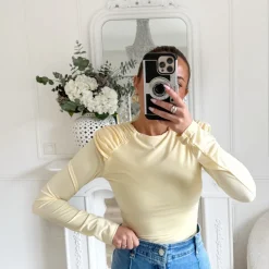 BODY JAUNE EPAULETTES DRAPÉES