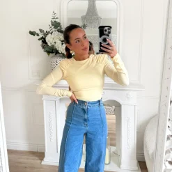 BODY JAUNE EPAULETTES DRAPÉES