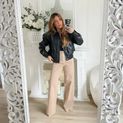 BOMBERS BLACK CUIR GRAINÉ LYSANDRE