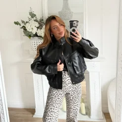 BOMBERS BLACK CUIR GRAINÉ LYSANDRE