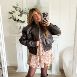 BOMBERS CHOCO CUIR GRAINÉ LYSANDRE