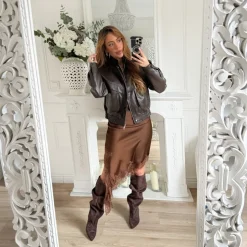 BOMBERS CHOCO CUIR GRAINÉ LYSANDRE