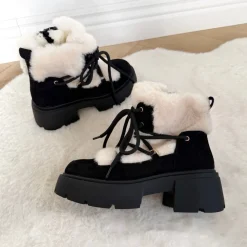 BOOTS FOURRURE BLACK BEIGE