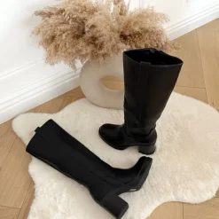 BOTTES BLACK TALONS CARRÉS SIMILI CUIR