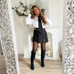 BOTTES BLACK TALONS CARRÉS SIMILI CUIR