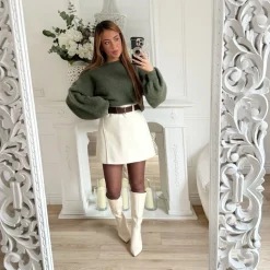 BOTTES SIMILI BEIGE PETITS TALONS