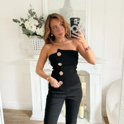 BUSTIER BLACK BOUTONS DORÉS