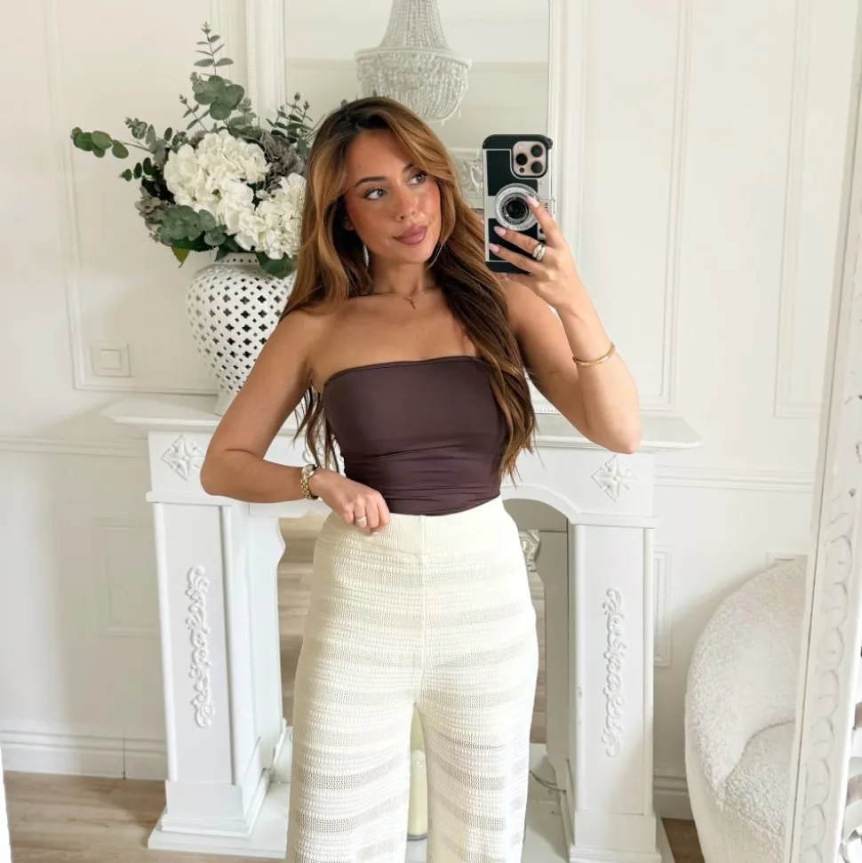 BUSTIER TUBE LYCRA CHOCO