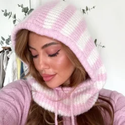 CAGOULE RAYURES ROSE CRÊME