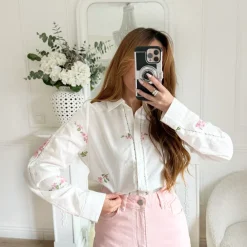 CHEMISE BLANCHE FLEURIE PÉNÉLOPE