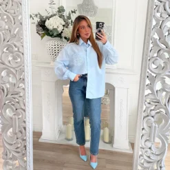 CHEMISE BLEU CIEL LOGO