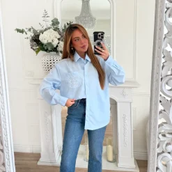 CHEMISE BLEU CIEL LOGO