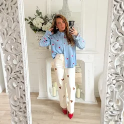 CHEMISE BLEUE COEURS ROUGES