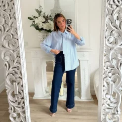 CHEMISE BLEUE RAYURES AVEC CRAVATE ADÉLE