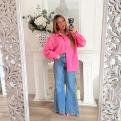 CHEMISE FUSHIA PERLES