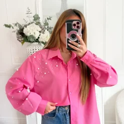 CHEMISE FUSHIA PERLES