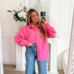 CHEMISE FUSHIA PERLES