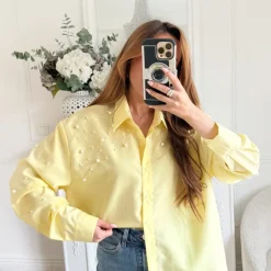 CHEMISE JAUNE PERLES