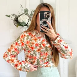 CHEMISE MOTIFS ORANGE ET VERT