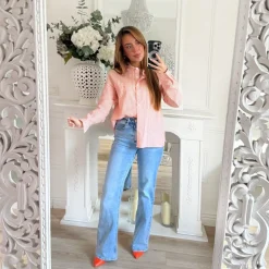 CHEMISE ORANGE RAYURES COEUR